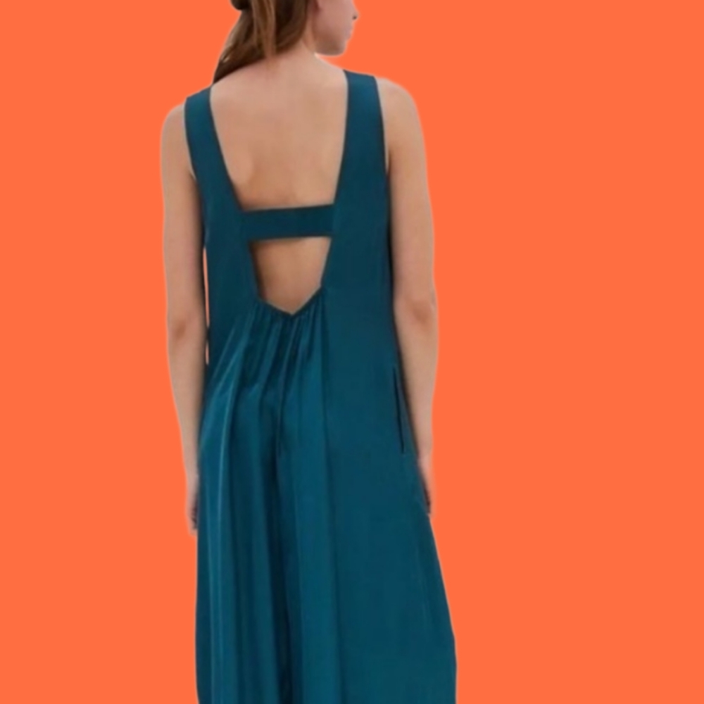 Anthropologie teal jumpsuit